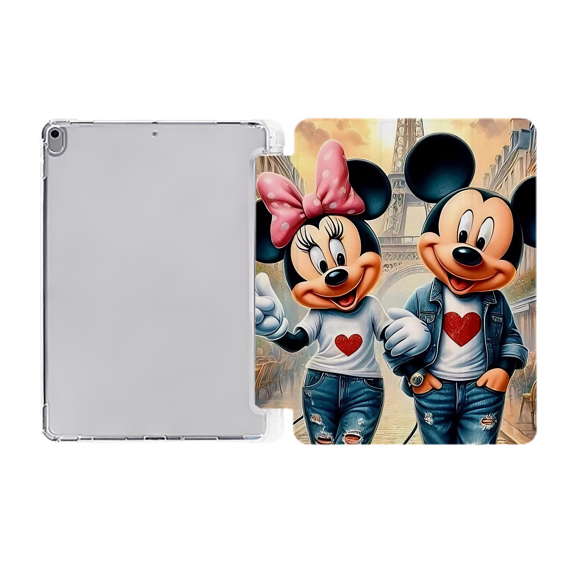 ミッキーマウス Mickey Mouse IPad ケース ペン収納付き 三つ折りスタンド PUレザー×シリコン 対応機種9.5/10.5/10.9インチ
